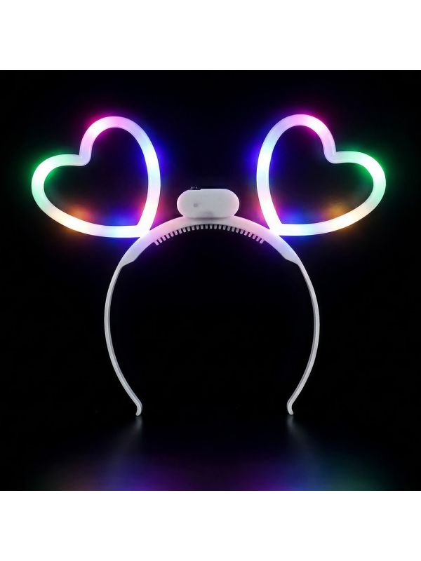Tiara Glowing hearts Wit met LED Verlichting Vrijgezellenfeest