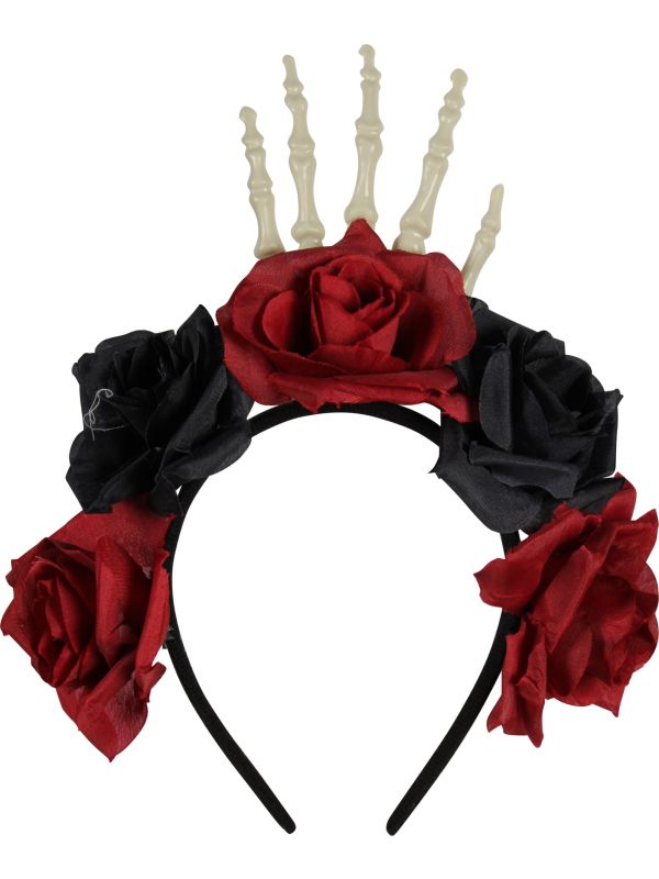 Tiara met Rozen en Skelethand Halloween Dames