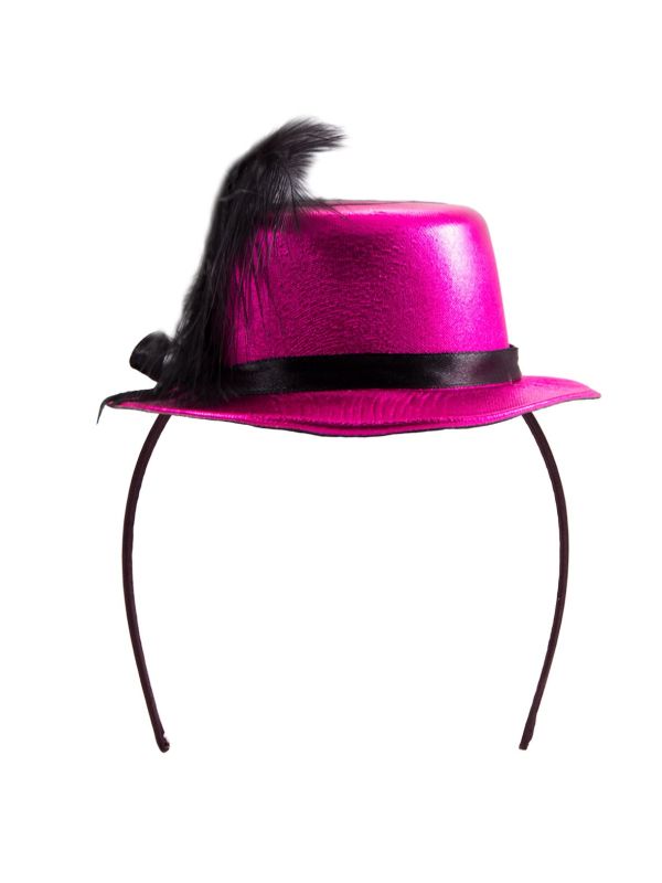 Tiara Minihoedje Metallic Roze met Veer