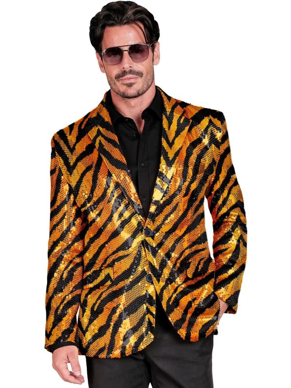 Tijgerprint Pailletten Party Colbert Heren