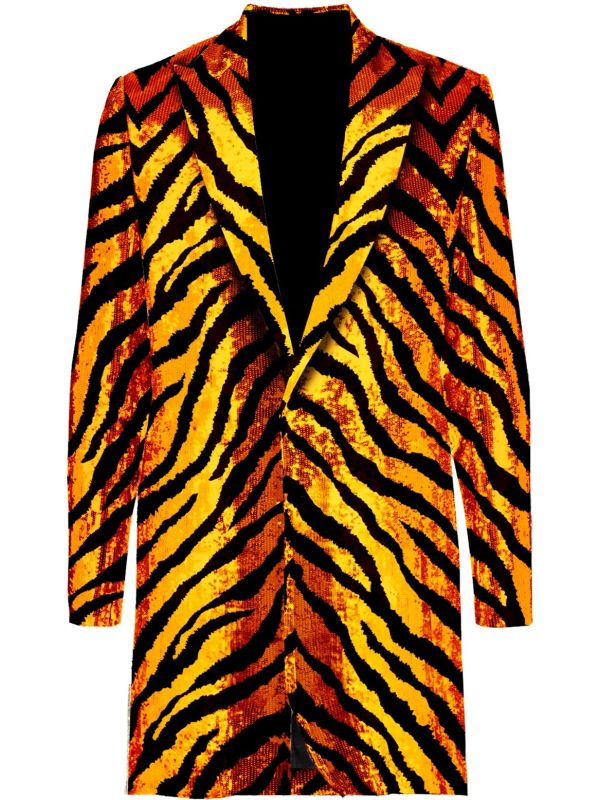 Tijgerprint Pailletten Party Jas Heren