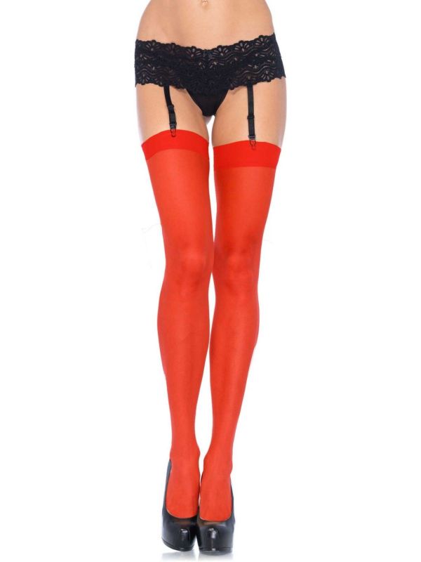 Transparante Jarretel Kousen Rood