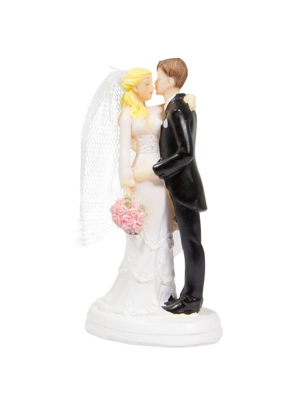 Trouwfiguurtje Kussend Koppel met Boeket Bruiloft