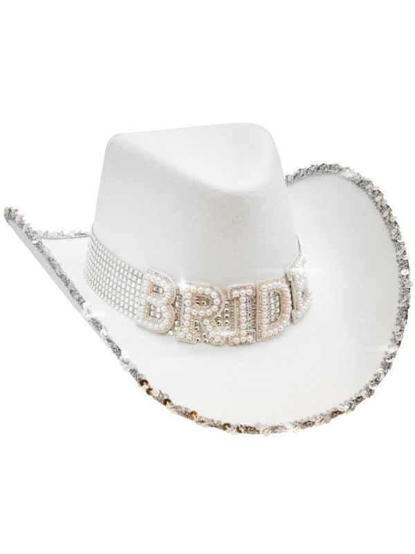 Trouwhoed Wit met Parels Dames Heren