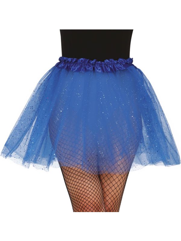 Tutu met Glitters Blauw 40cm Dames