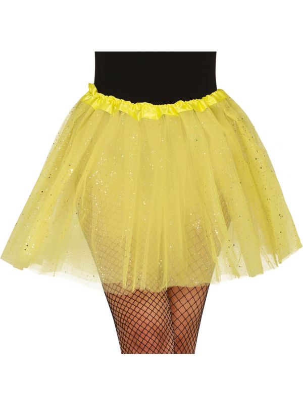 Tutu met Glitters Geel 40cm Dames