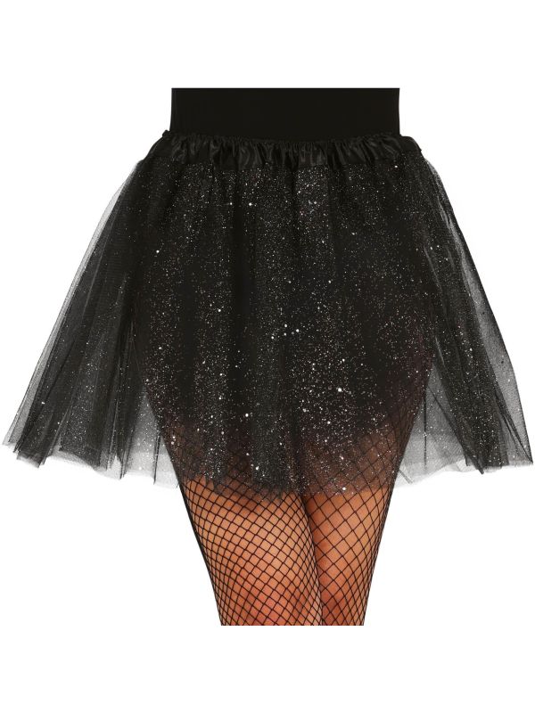 Tutu met Glitters Zwart 40cm Dames