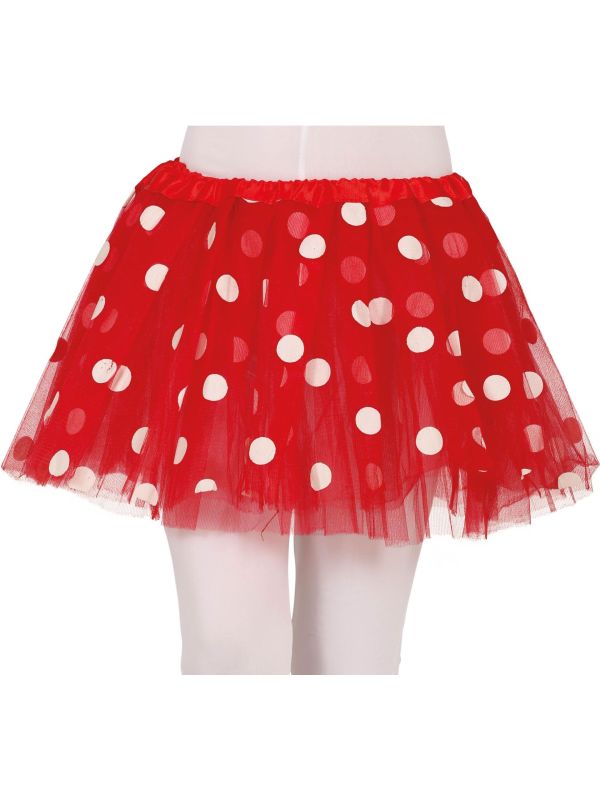 Tutu Rood met Witte Stippen 30cm Meisjes
