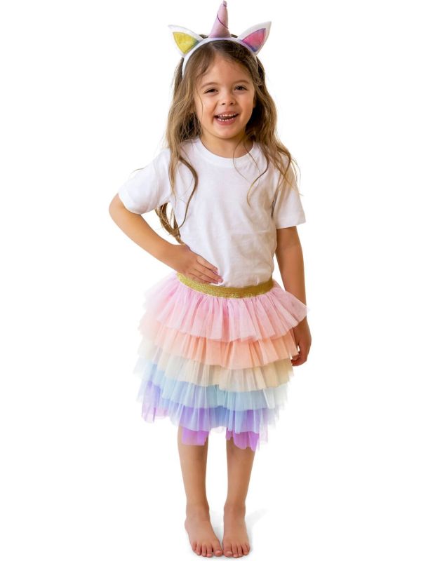 Unicorn Regenboog Rok met Haarband Meisjes