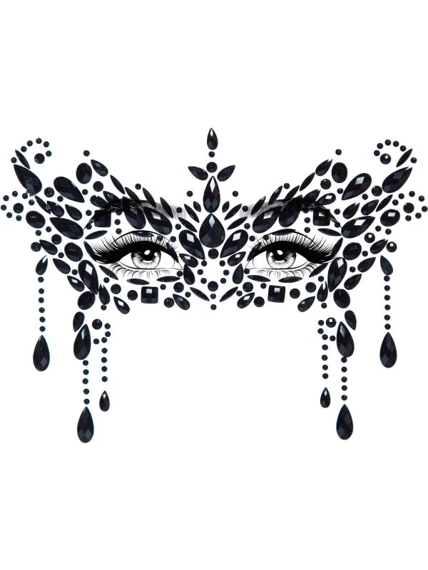 Venetiaans Carnaval Gezicht Jewel Stickers Zwart
