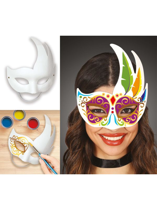 Venetiaans Wit Veren Oogmasker Om Te Beschilderen