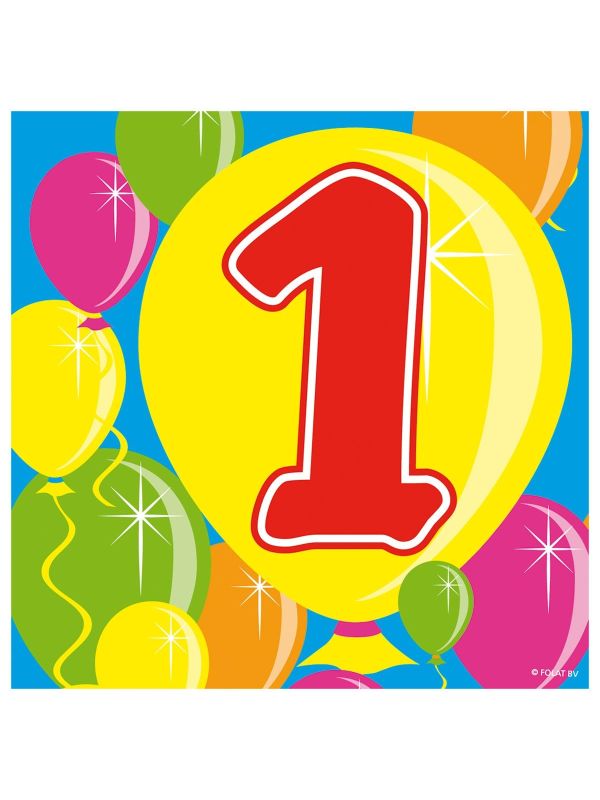 Verjaardag 1 Jaar Ballonnen Servetten 20 Stuks
