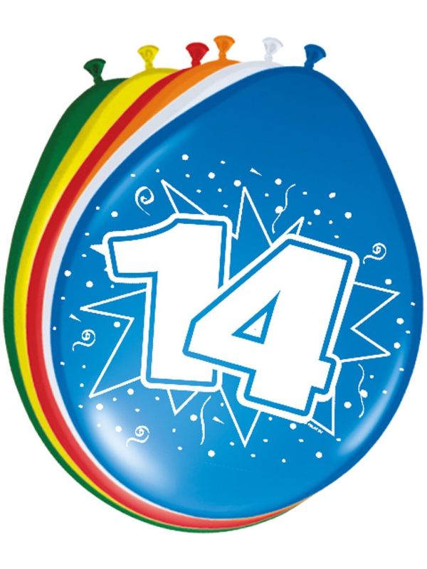 Verjaardag 14 Jaar Ballonnen 8 Stuks