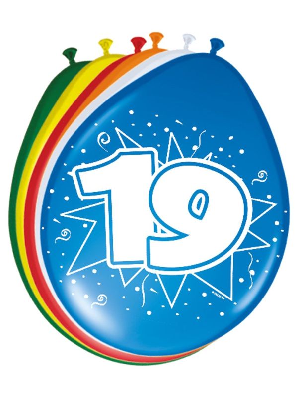 Verjaardag 19 Jaar Ballonnen 8 Stuks