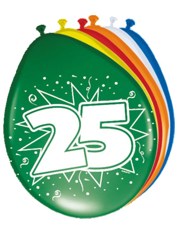 Verjaardag 25 Jaar Ballonnen 8 Stuks
