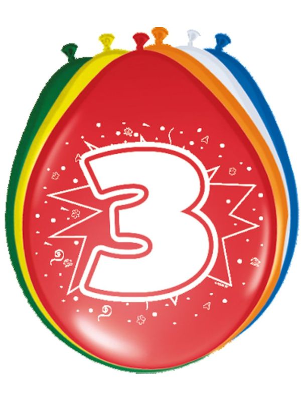 Verjaardag 3 Jaar Ballonnen 8 Stuks