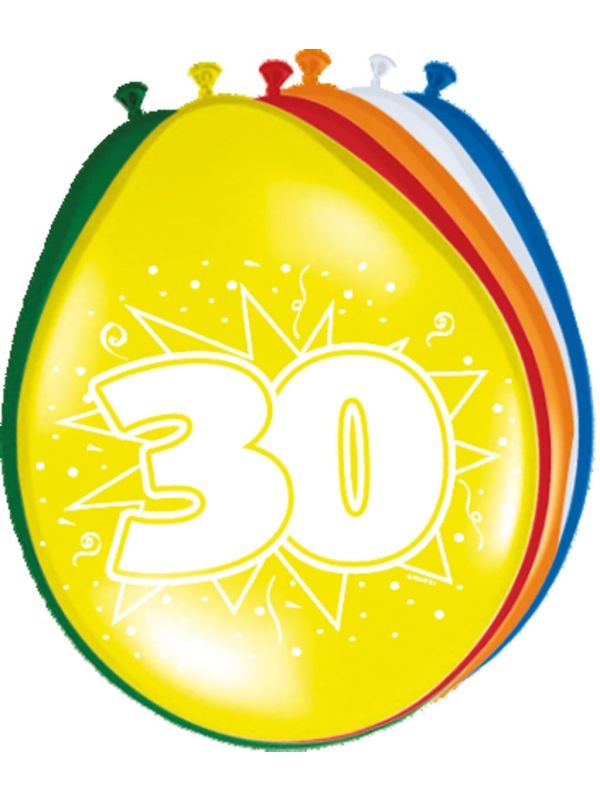 Verjaardag 30 Jaar Ballonnen 8 Stuks