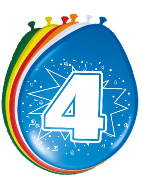 Verjaardag 4 Jaar Ballonnen 8 Stuks