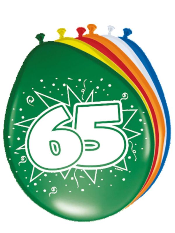 Verjaardag 65 Jaar Ballonnen 8 Stuks