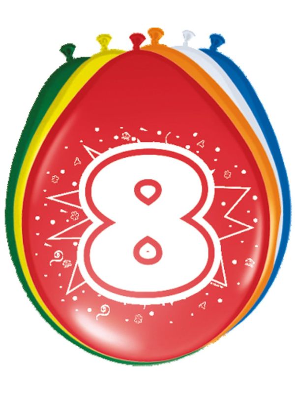 Verjaardag 8 Jaar Ballonnen 8 Stuks