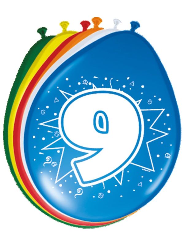 Verjaardag 9 Jaar Ballonnen 8 Stuks