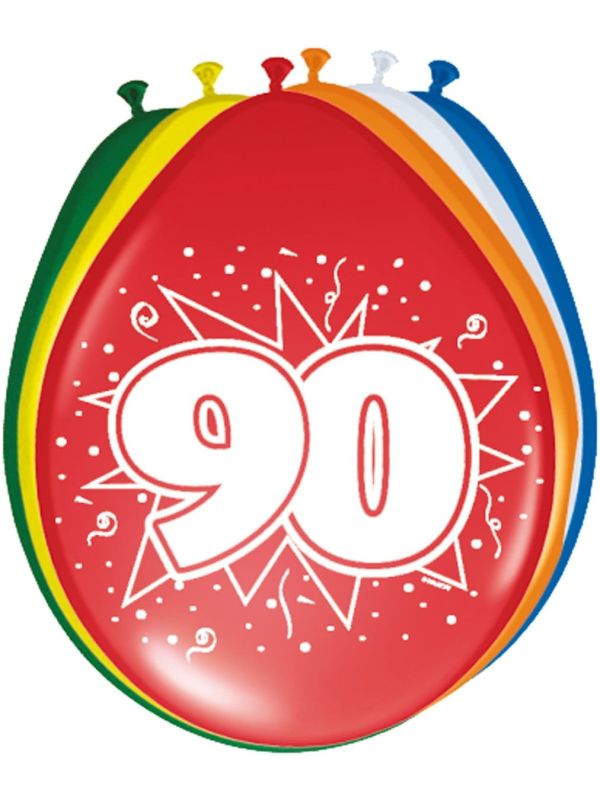 Verjaardag 90 Jaar Ballonnen 8 Stuks