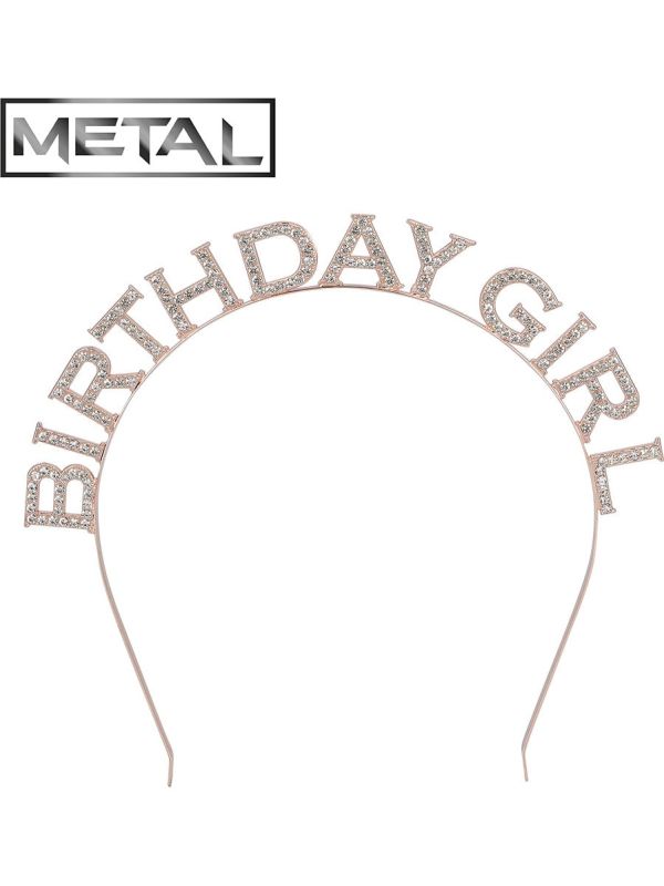 Verjaardag Diadeem 'Birthday girl' Roségoud Dames