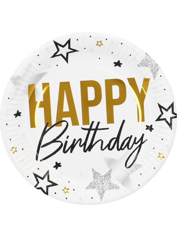 Verjaardag Papieren Bordjes set 8 Stuks Goud