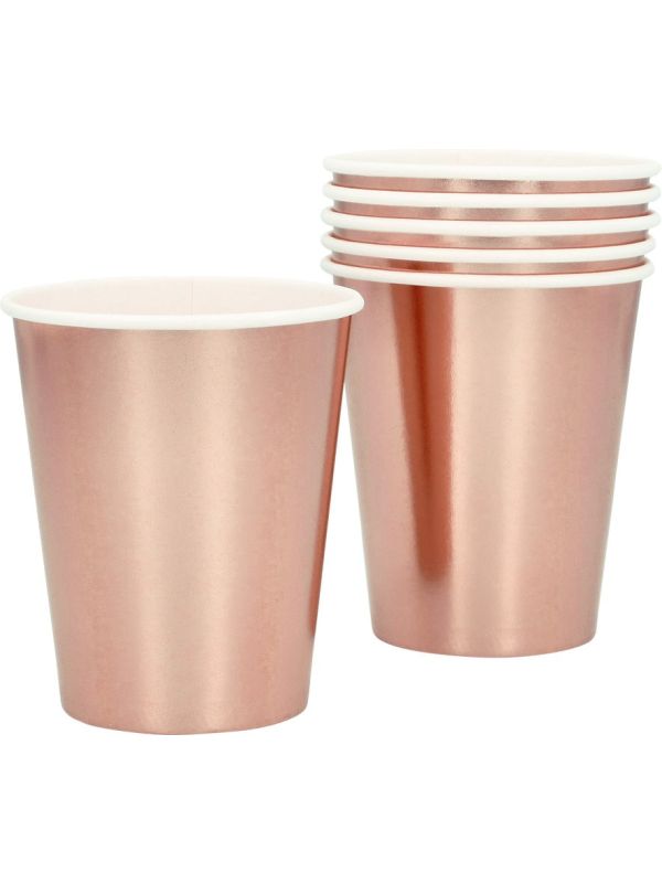 Verjaardag Set 6 papieren bekertjes Roségoud