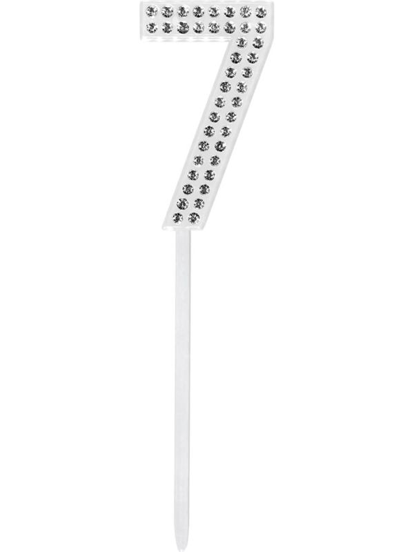 Verjaardag Taarttopper Diamant Cijfer 7 Zilver