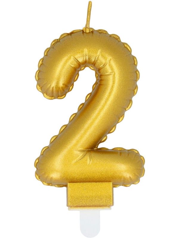 Verjaardagskaarsje Cijfer 2 Goud