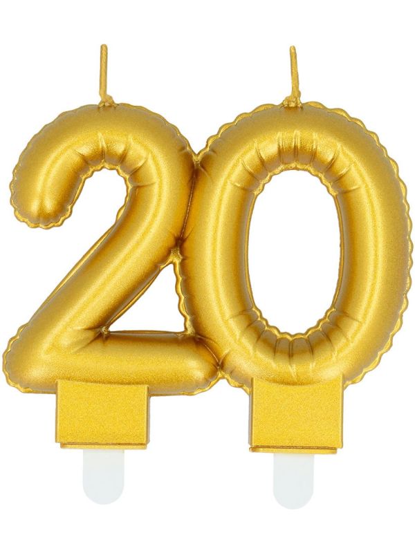 Verjaardagskaarsje Cijfer 20 Goud