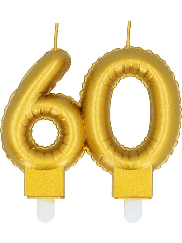 Verjaardagskaarsje Cijfer 60 Goud