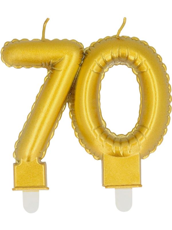 Verjaardagskaarsje Cijfer 70 Goud