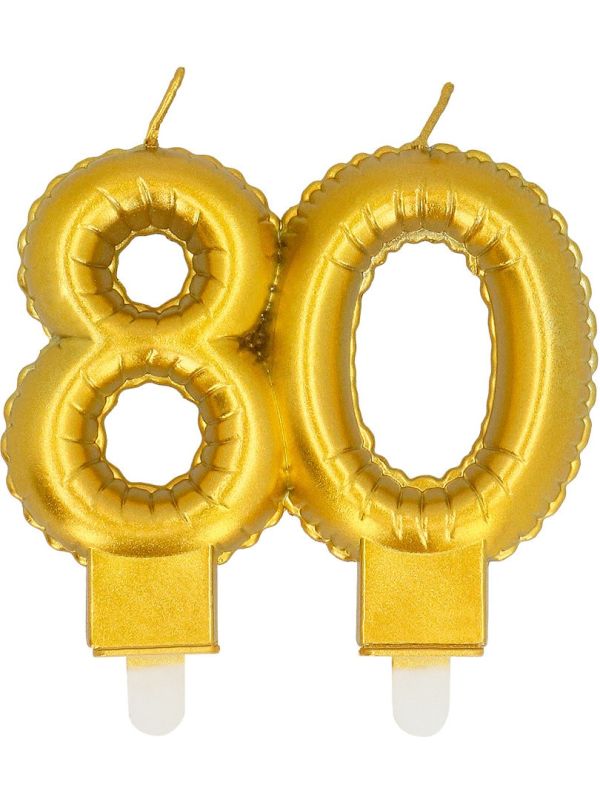 Verjaardagskaarsje Cijfer 80 Goud
