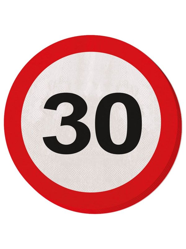 Verkeersbord Verjaardag 30 Jaar Servetten 20 Stuks