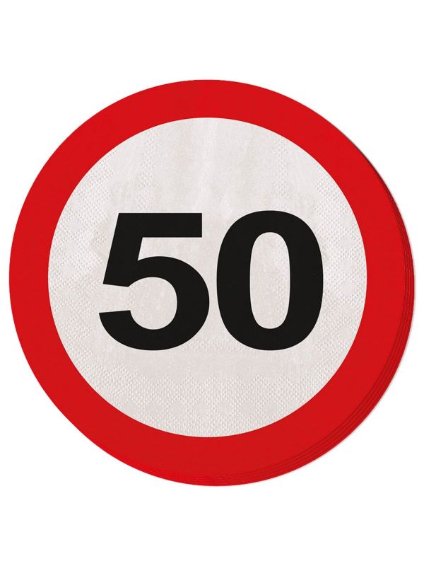 Verkeersbord Verjaardag 50 Jaar Servetten 20 Stuks