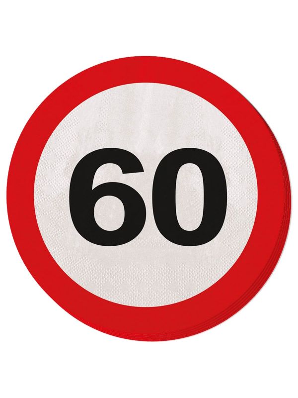 Verkeersbord Verjaardag 60 Jaar Servetten 20 Stuks