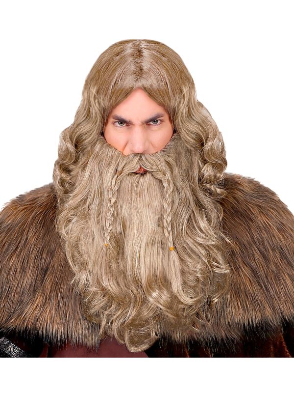 Viking Pruik Blond Baard Snor Heren