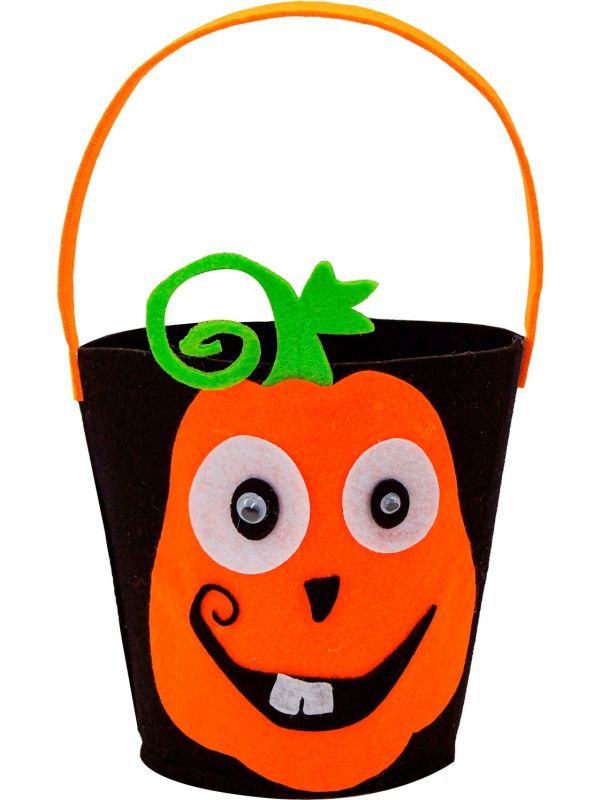 Vilten Pompoen Trick Or Treat Emmer Zwart