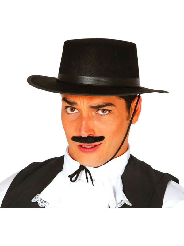 Vilten Zwarte Flamenco Zorro Hoed