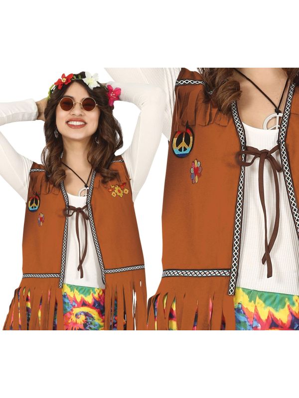Vintage Hippie Vest Bruin Dames