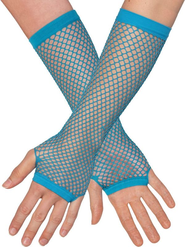Visnet Vingerloze Handschoenen Neonblauw