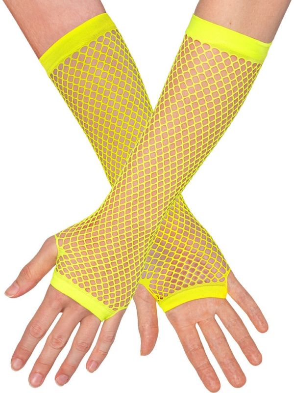 Visnet Vingerloze Handschoenen Neongeel