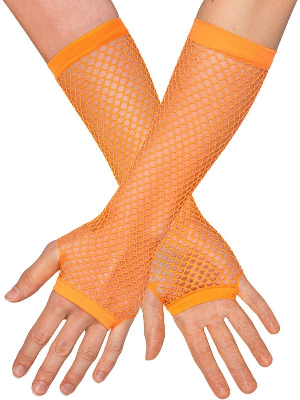 Visnet Vingerloze Handschoenen Neonoranje