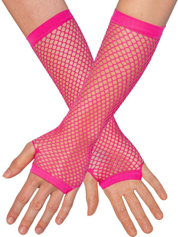 Visnet Vingerloze Handschoenen Neonroze