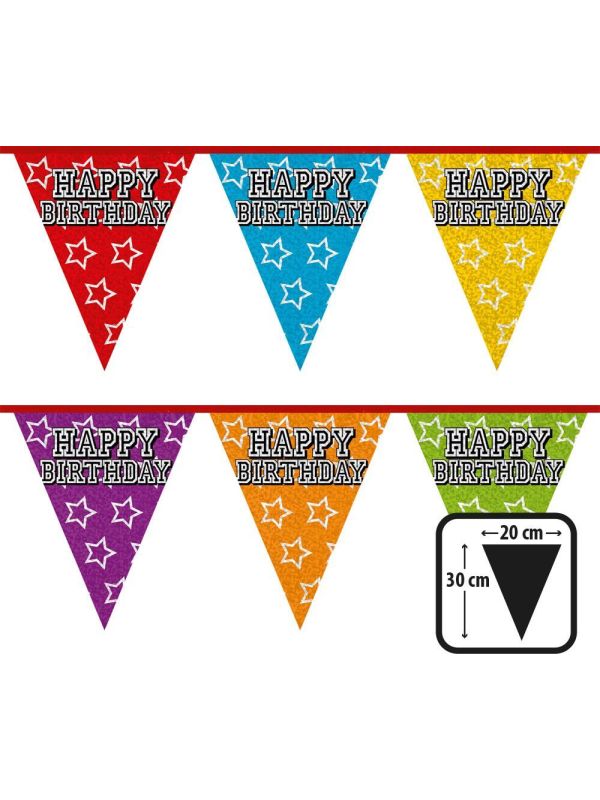 Vlaggenlijn Sterren Happy Birthday