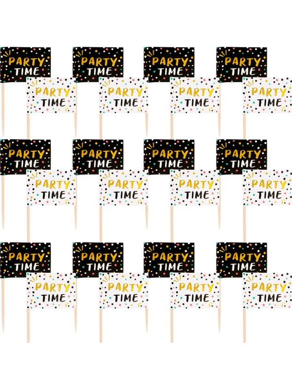 Vlaggenprikkers 'Party Time' Verjaardag set Van 24