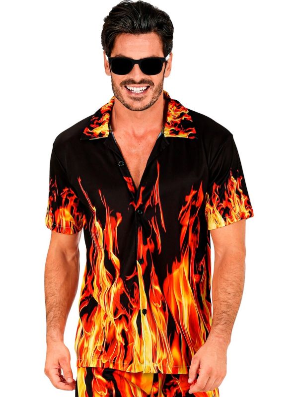 Vlammende Party Shirt Heren