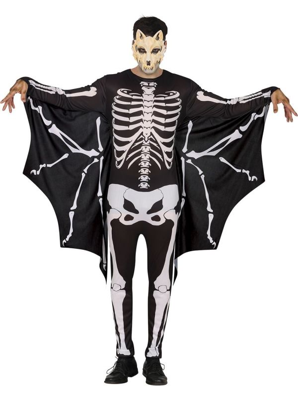 Vleermuis Skelet Kostuum Zwart Wit Mannen